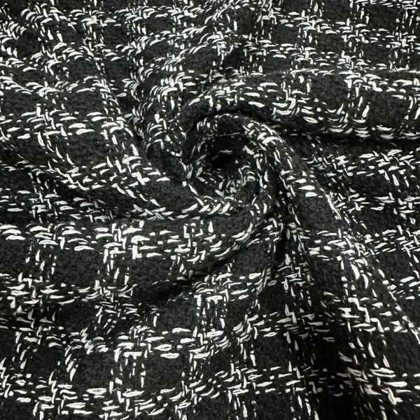Tweed Algodão Preto e Branco – Estilo Clássico