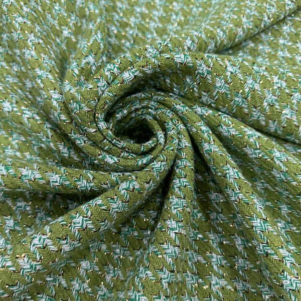 Tweed Verde com Fio de Lurex 100% Poliéster – Luxo e Elegância